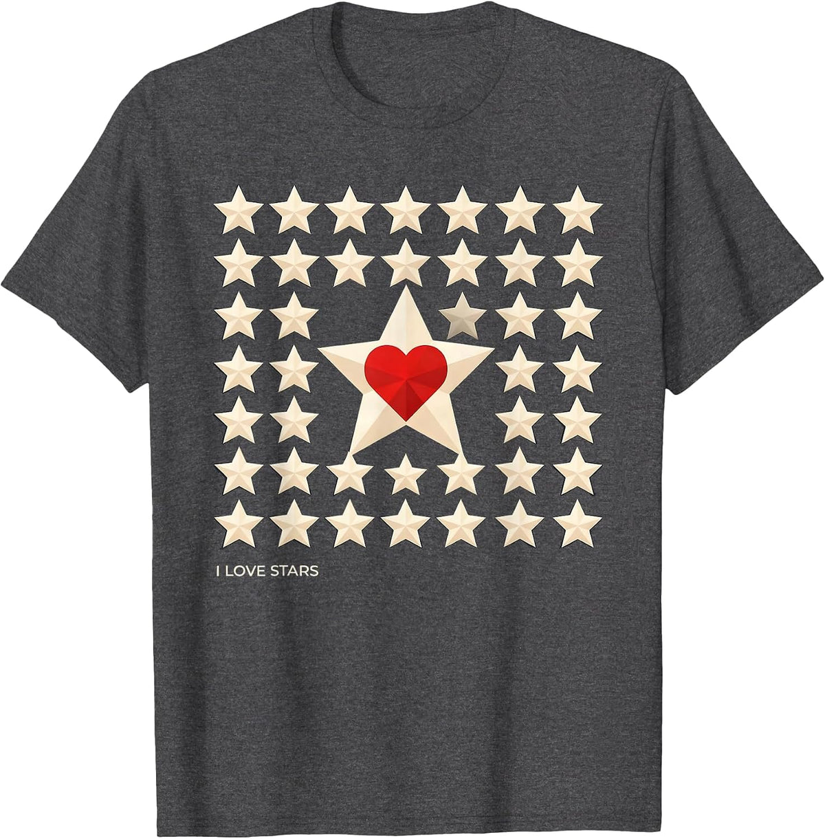 I Love Stars Geometric Star Lover Personal Expression T-Shirt - Dark Heather Grey