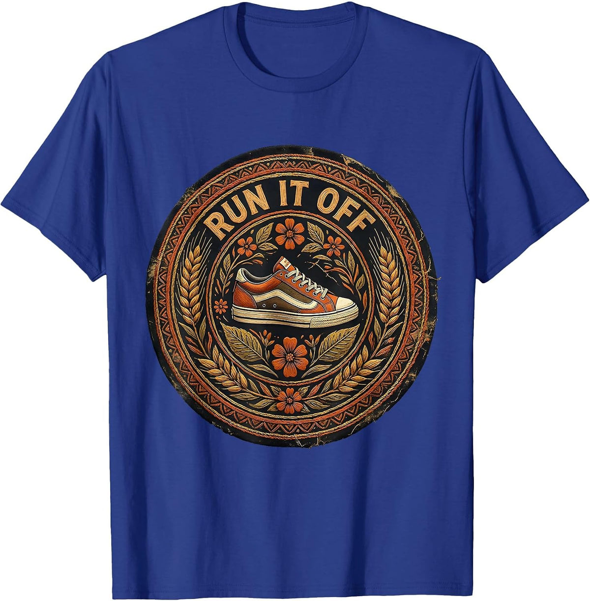 Run It Off PE Teacher Graphic Design T-Shirt - Royal Blue