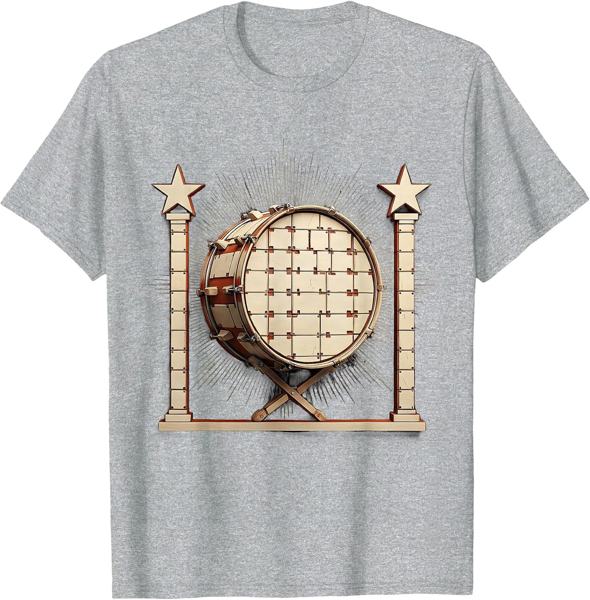 Men's Kick-Drum-and-Pedal Drummer Humor Vintage Percussionist Gift T-Shirt - Heather Grey