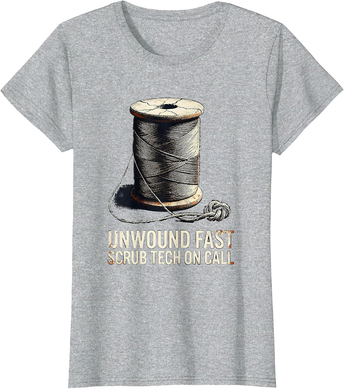 Unwound Fast Scrub Tech On Call Distressed Surgical T-Shirt - Heather Grey