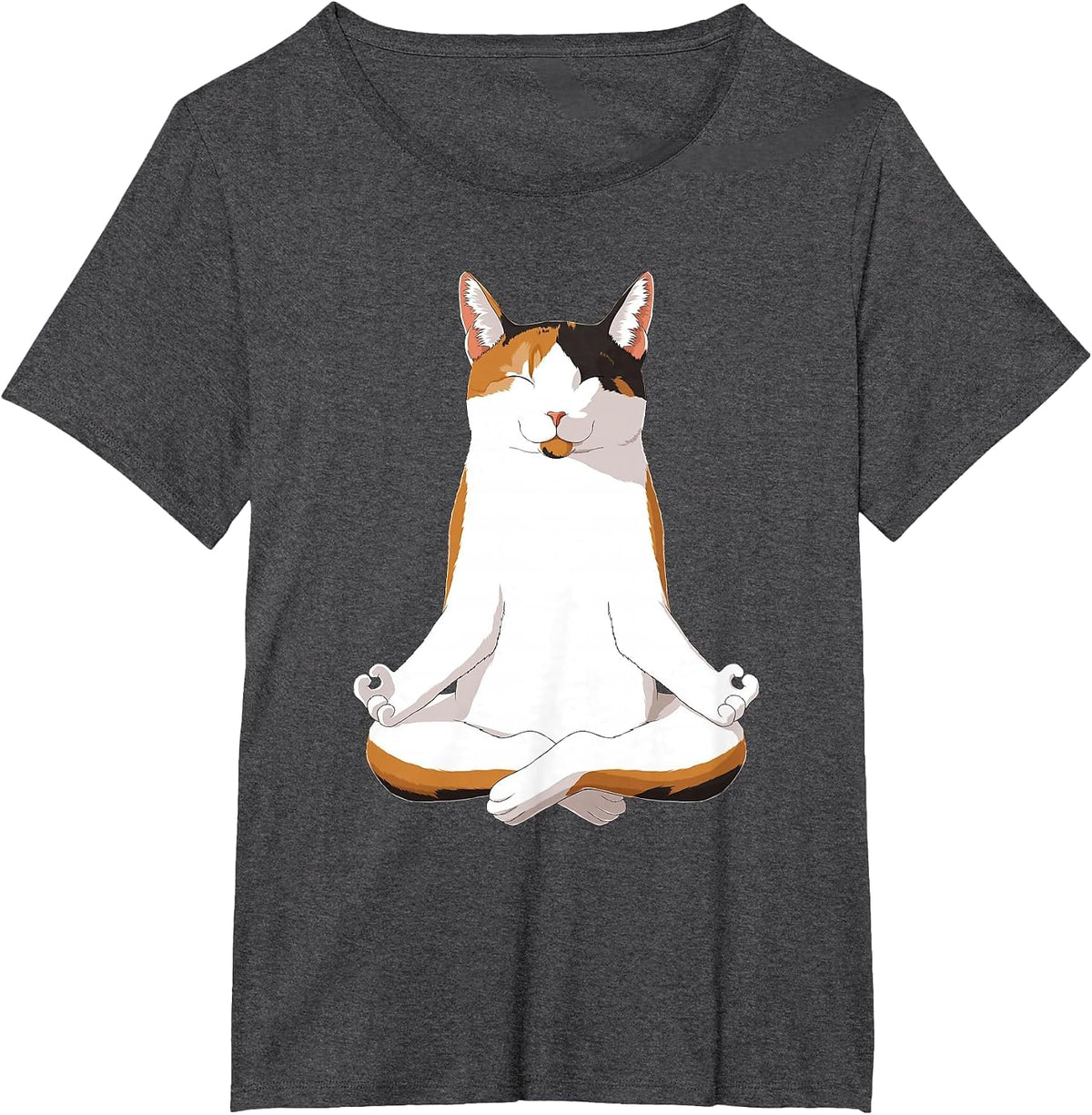 Funny Calico Cat Yoga Calico Cat T-Shirt - Dark Heather Grey