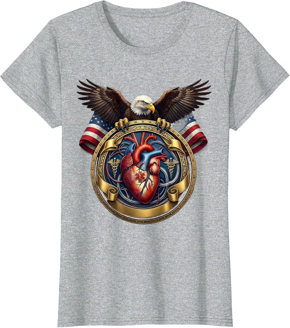 Anatomical Heart IV Tubing Emergency Department T-Shirt - Heather Grey