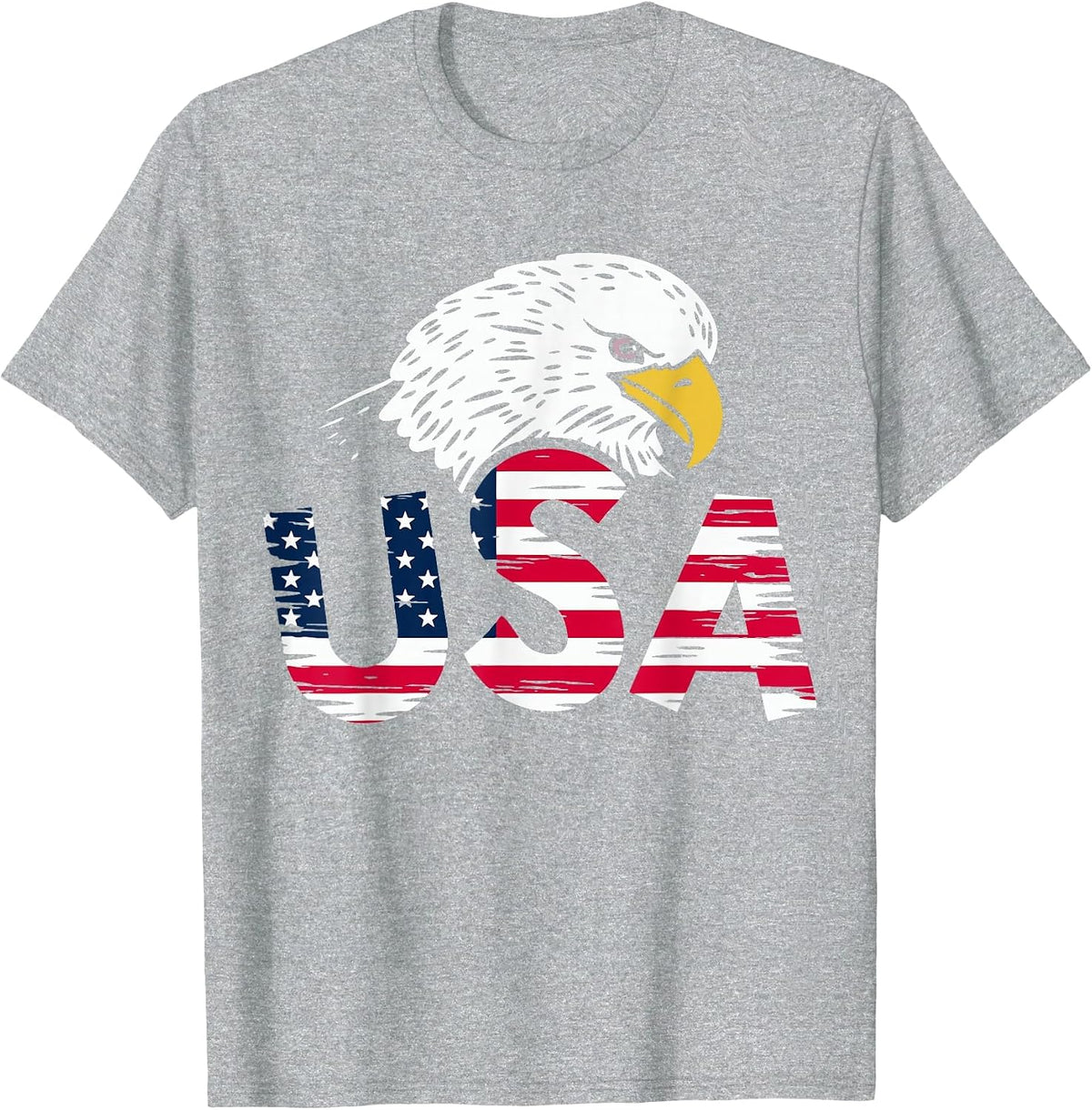 USA American Flag Eagle for Patriotic T-Shirt - Heather Grey