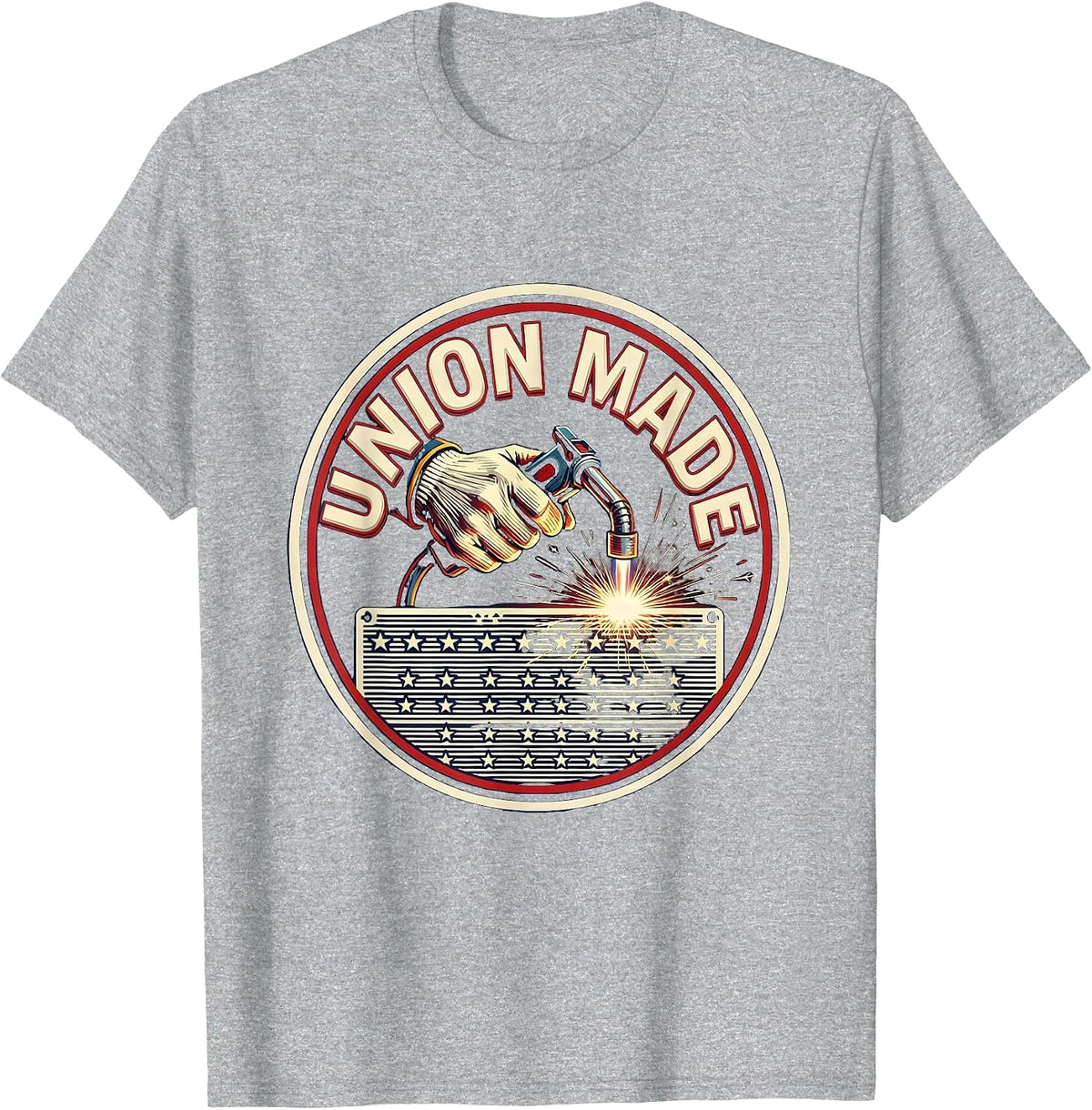 Men's Union Made Patriotic Labor Day Union Worker Pride T-Shirt - Heather Grey