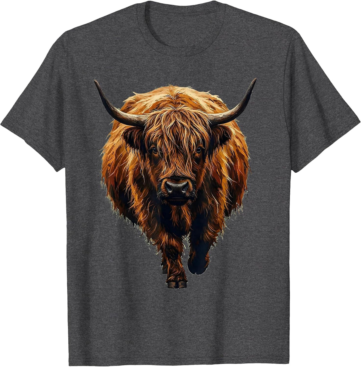 Men's Highland Cow Cute Scottish Humor Casual Wear T-Shirt - Dark Heather Grey