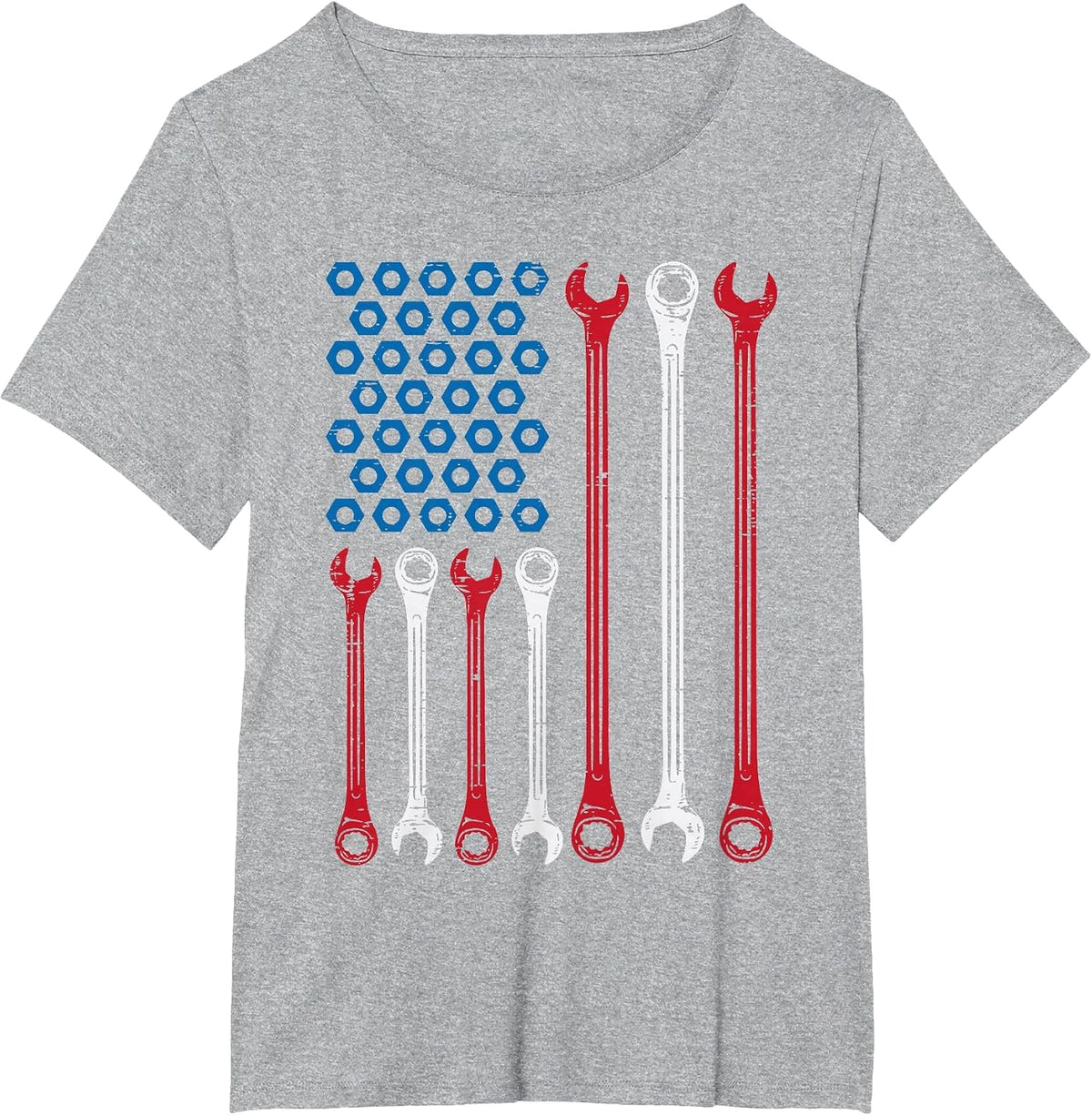 Wrench Flag Vintage Fathers Day Patriotic Mechanic Dad Men T-Shirt - Heather Grey