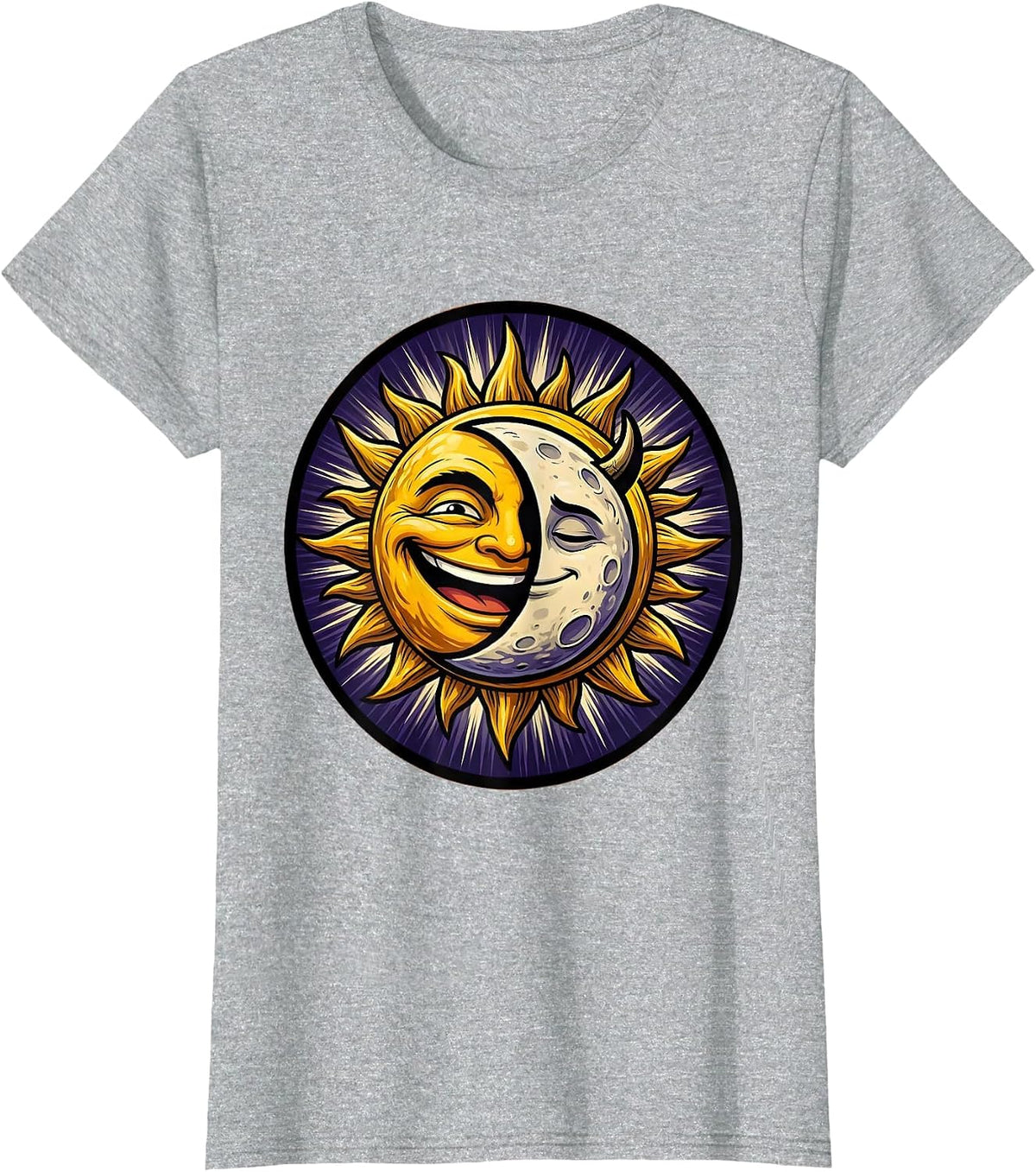 Women's Solar Eclipse Sun and Moon Alignment Graphic T-Shirt - Heather Grey