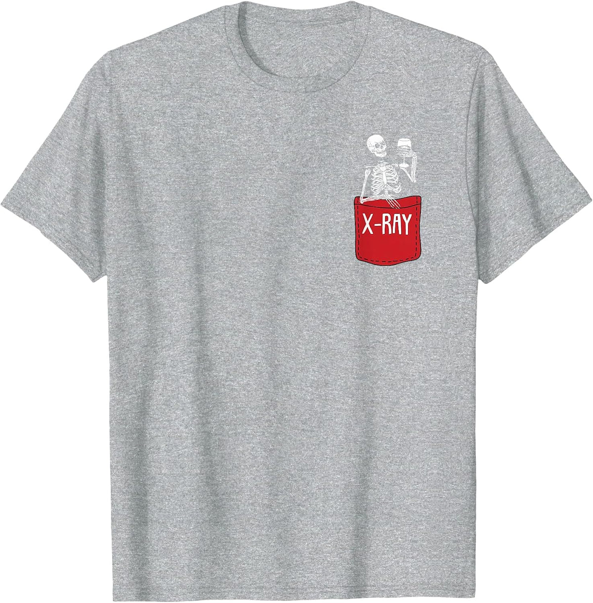 X-Ray Radiologic Technologist Funny Skeleton Pocket Rad Tech T-Shirt - Heather Grey