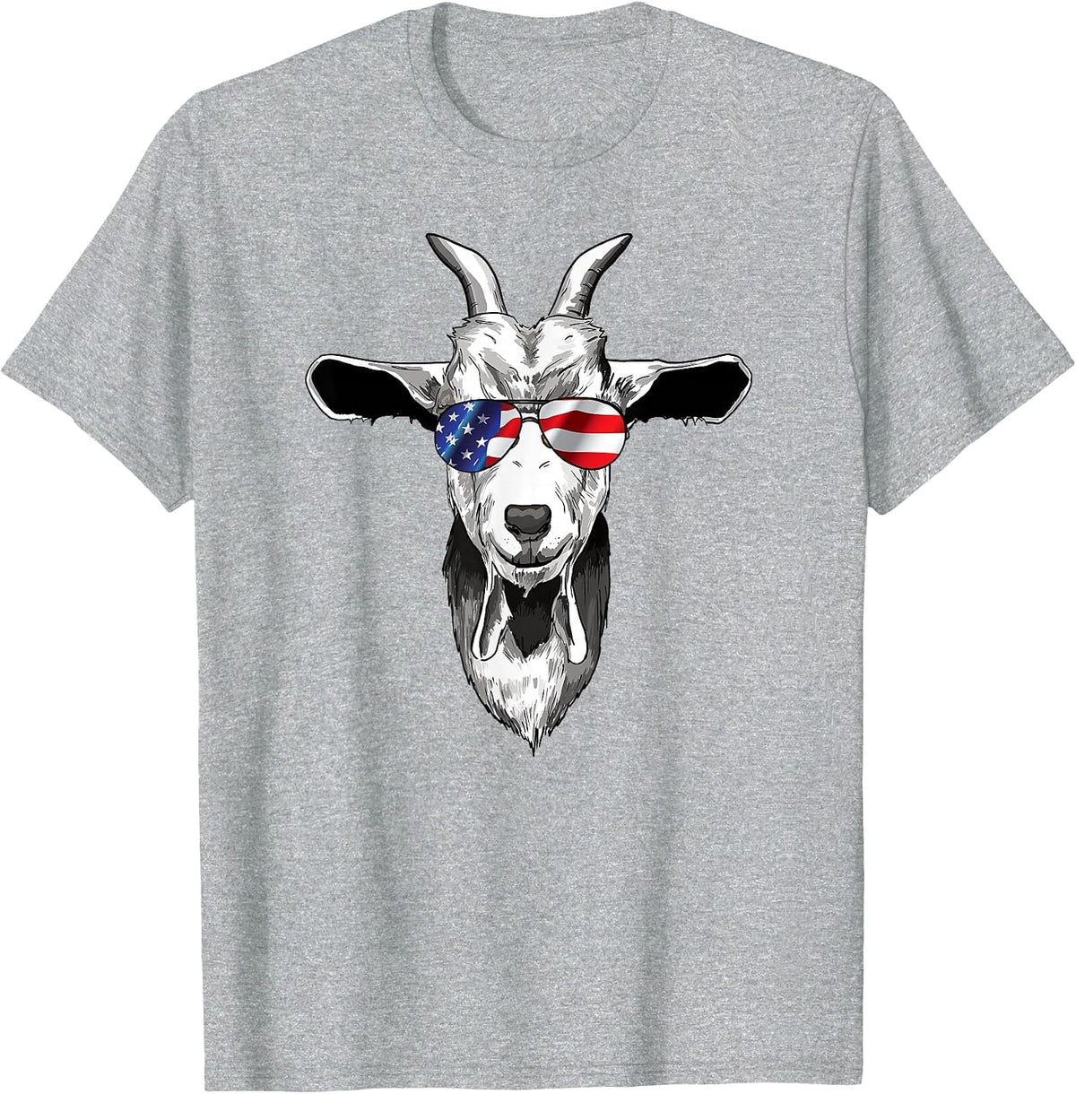 American Goat Cute with USA Sunglasses Patriotic Goat T-Shirt - Heather Grey