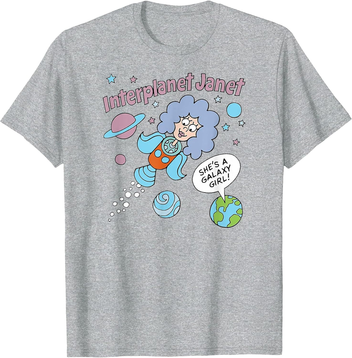 Schoolhouse Rock Interplanet Janet Space Science Retro TV T-Shirt - Heather Grey
