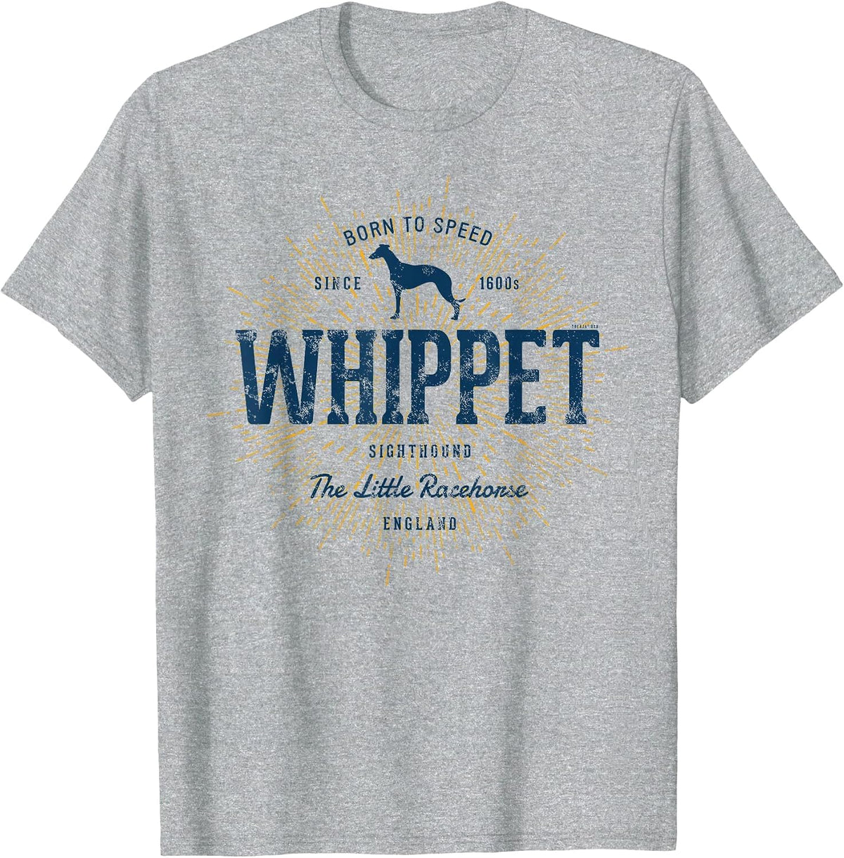 Vintage Whippet Retro T-Shirt - Heather Grey