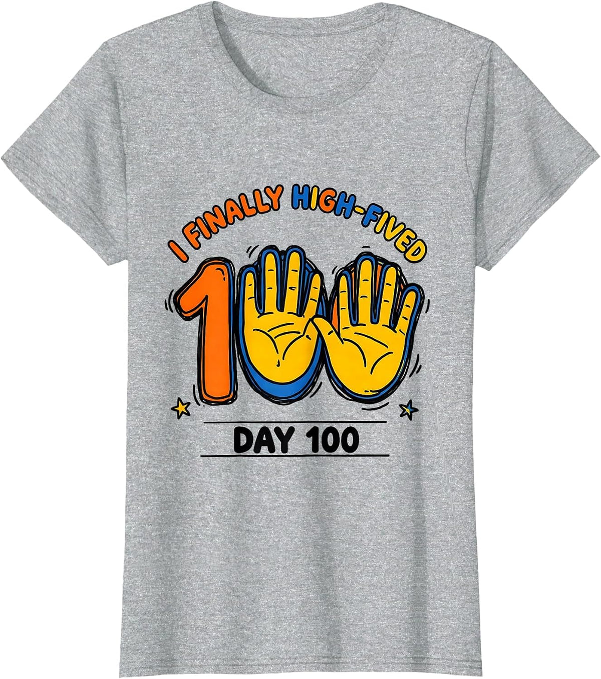 I Finally High-Fived Day 100 Funny 100th Day of School Kids T-Shirt - Heather Grey