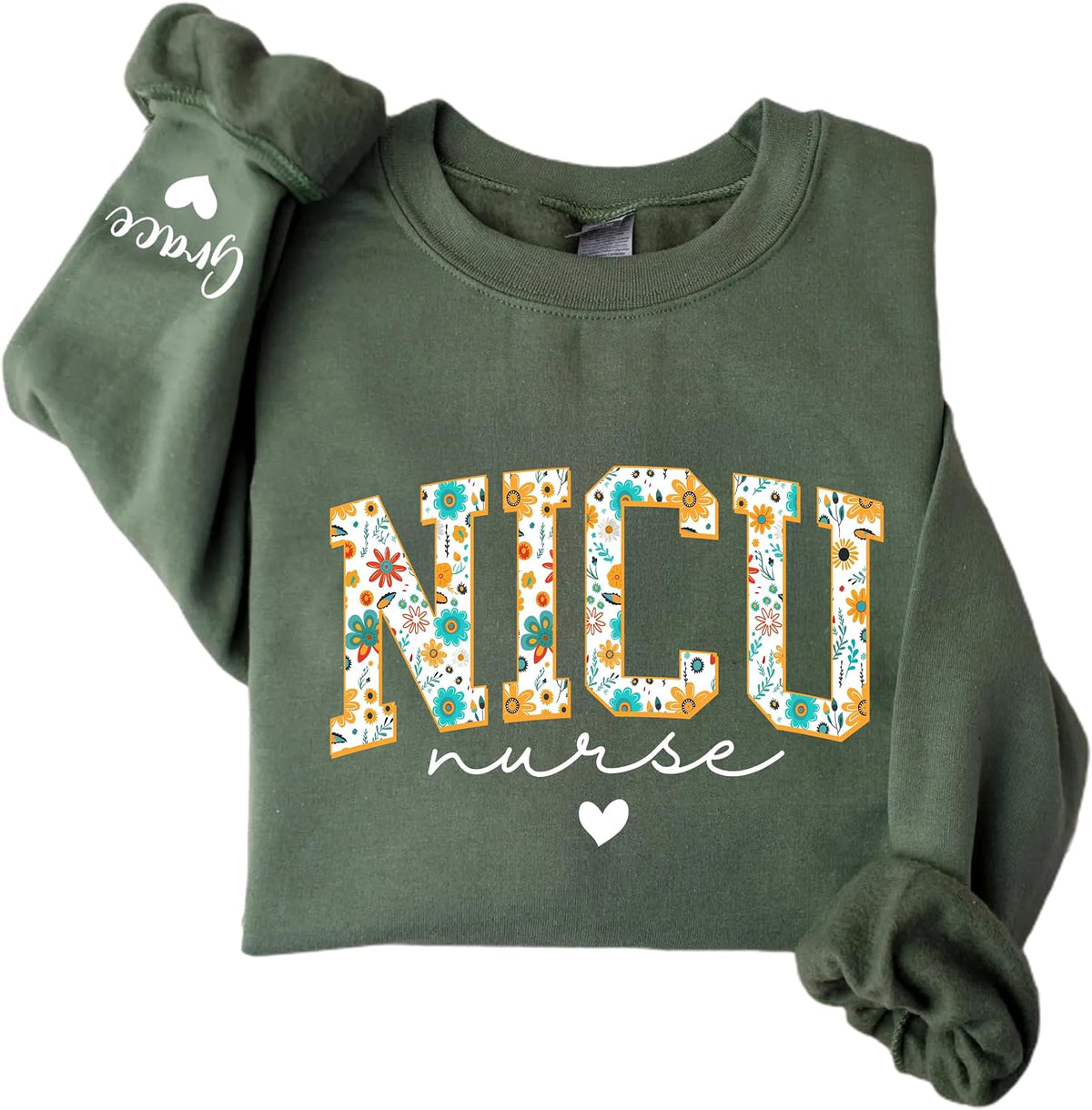 Custom Floral Job Sweatshirt, Personalized Job Roles Sweatshirt, Healthcare, Education, Wellness Gifts - Nicu