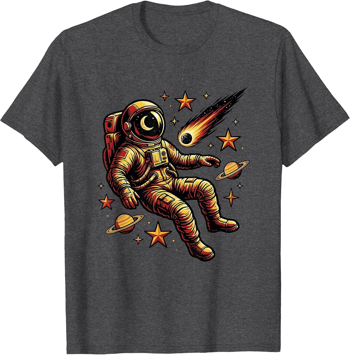 Men's Astronaut Floating Among the Stars Illustration T-Shirt - Dark Heather Grey