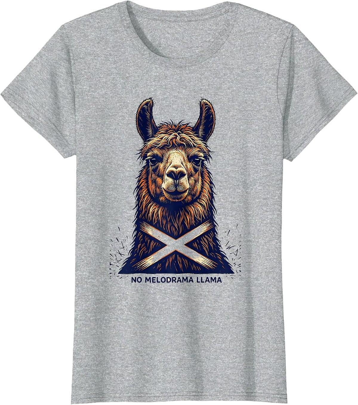 Women's No Melodrama Llama Funny Llama Lover Animal Humor T-Shirt - Heather Grey