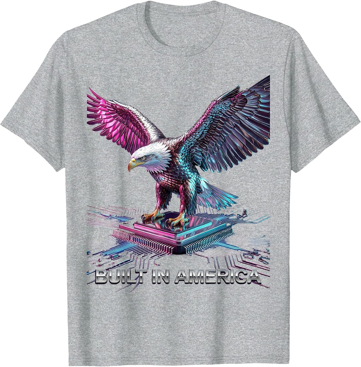 Men's Built in America Patriotic Pride Design T-Shirt - Heather Grey