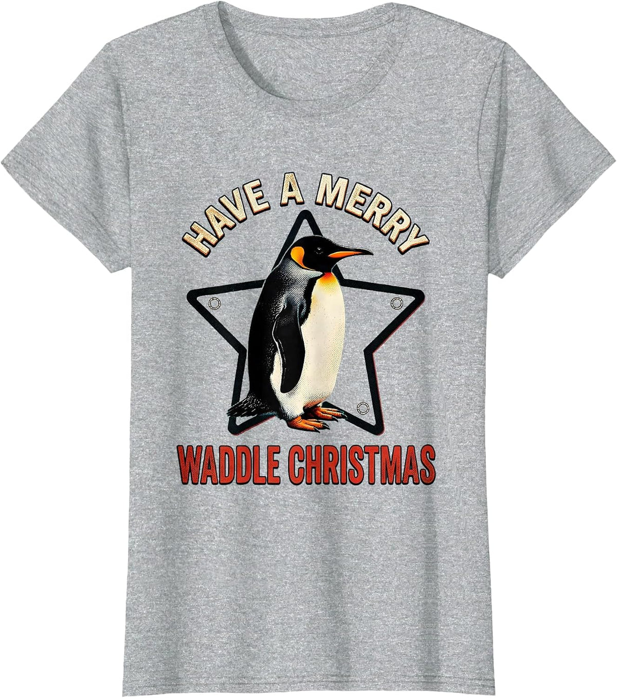 Have A Merry Waddle Christmas Funny Penguin Lover Holiday T-Shirt - Heather Grey