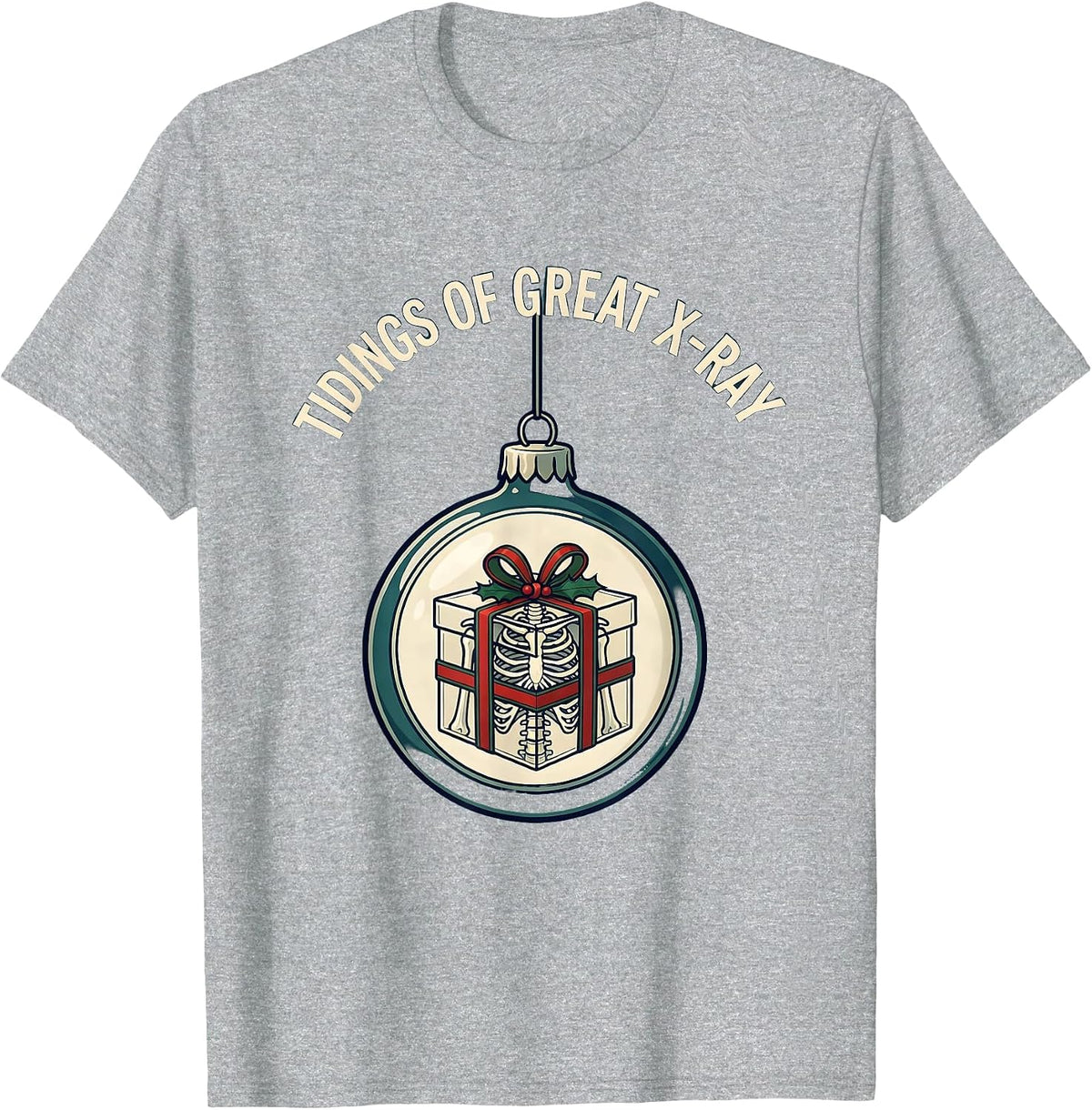 Men's Tidings Of Great X-Ray Funny Radiology Tech Christmas T-Shirt - Heather Grey