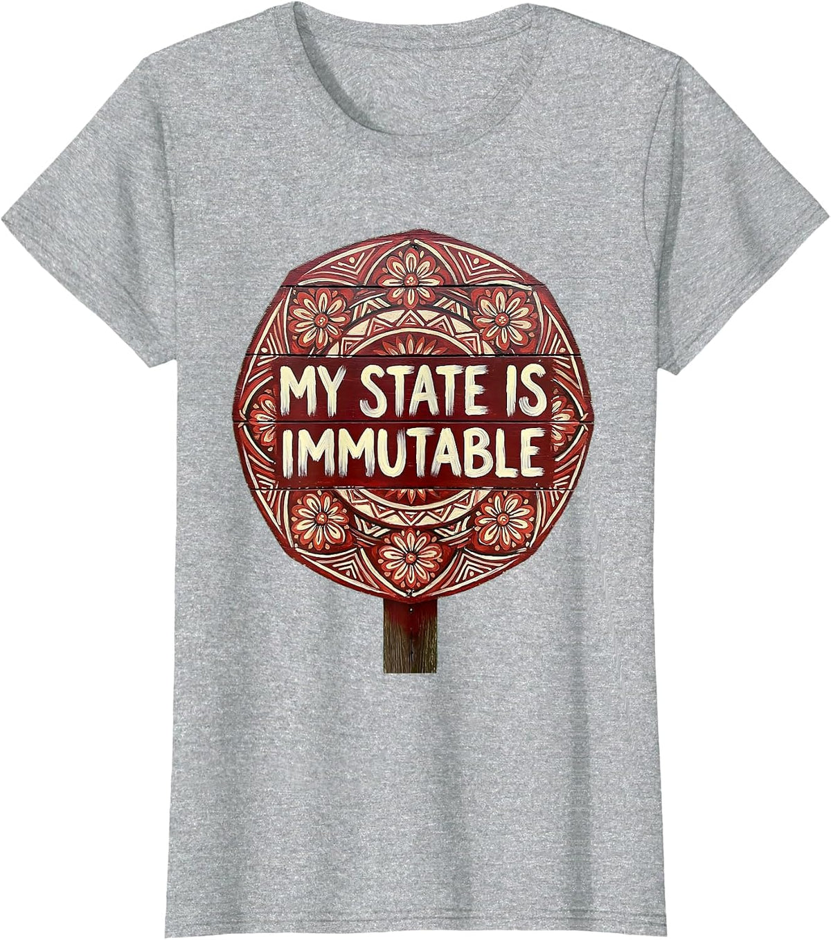 My State Is Immutable Programmer Design T-Shirt - Heather Grey