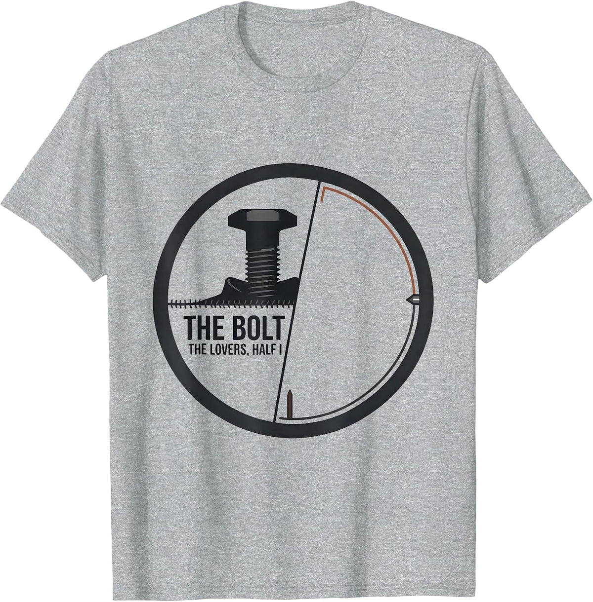 Men's THE BOLT THE LOVERS HALF I Retro Horror Romance Valentine T-Shirt - Heather Grey