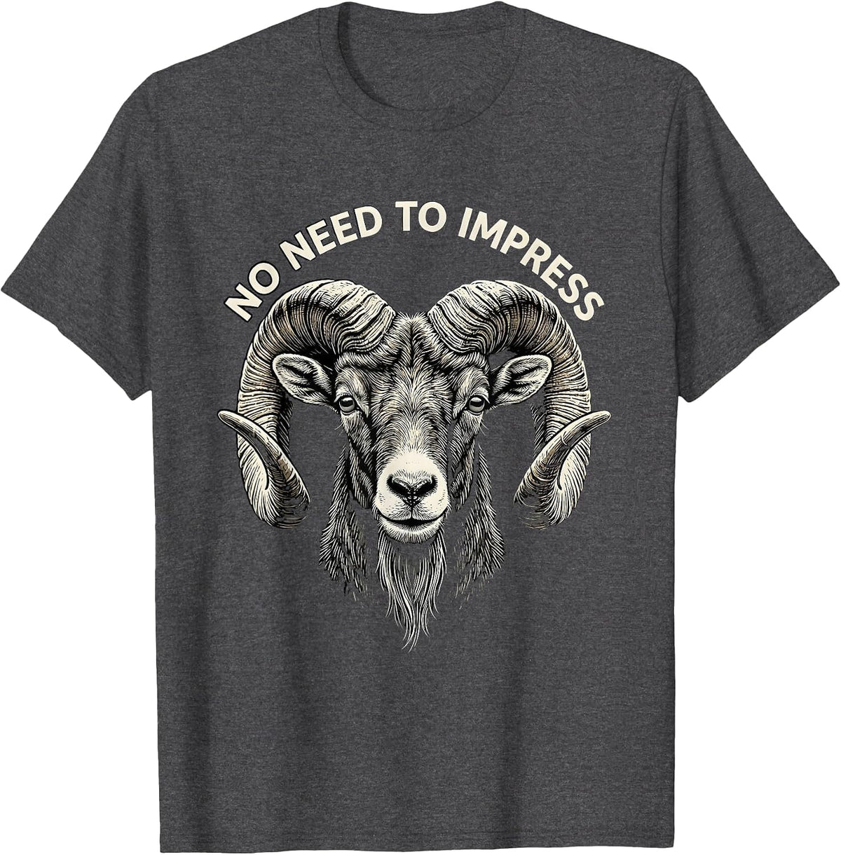 No Need To Impress Funny Goat Wearing Sunglasses Animal T-Shirt - Dark Heather Grey