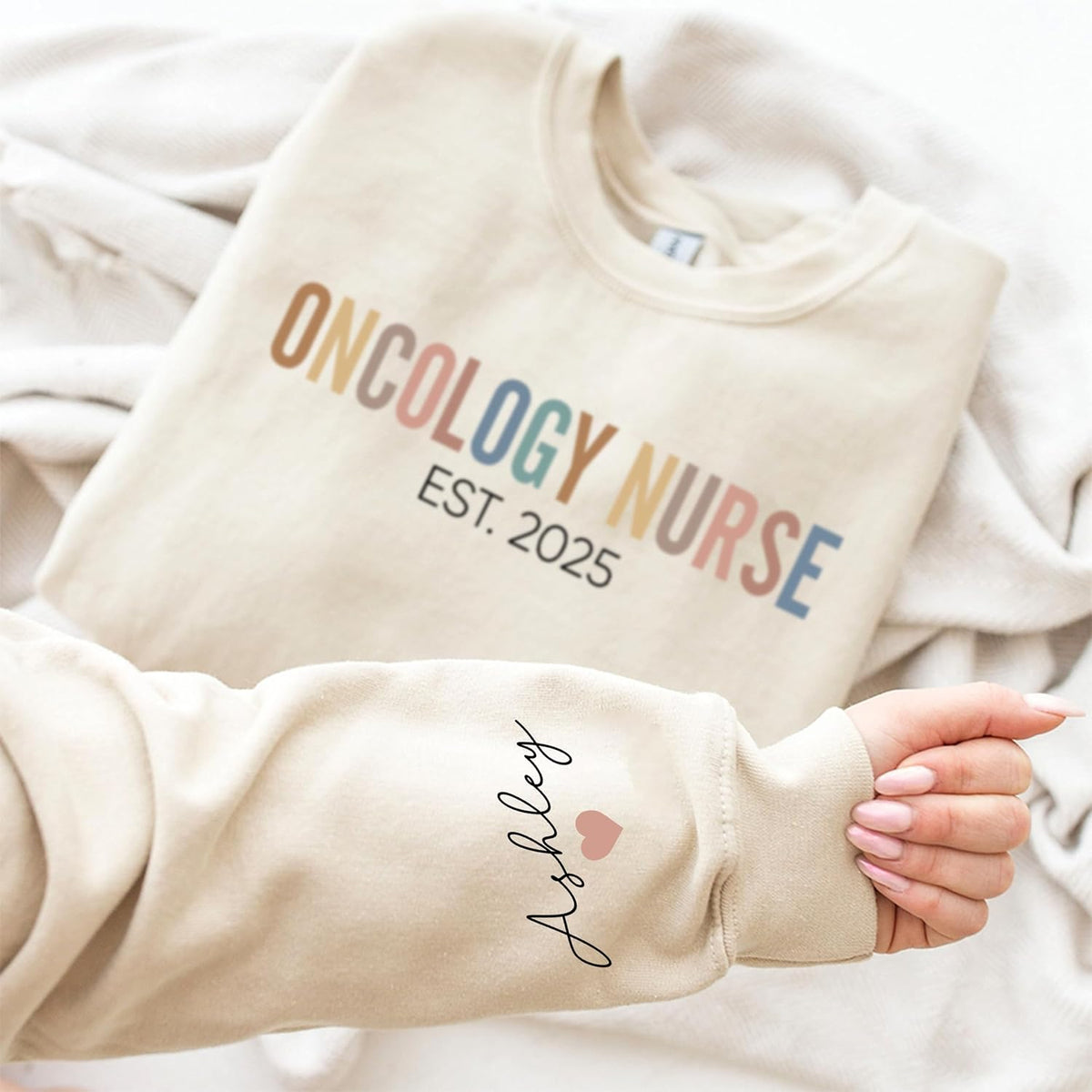 Personalized Oncology Nurse Sweatshirt, Custom Cancer Care RN Shirt, Oncology Department Gift, Gift for Healthcare Worker -