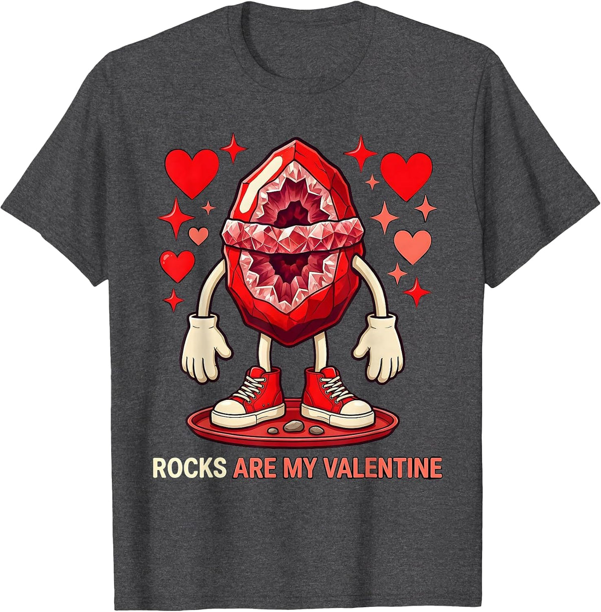 ROCKS ARE MY VALENTINE Funny Rock Lover Valentines Day T-Shirt - Dark Heather Grey