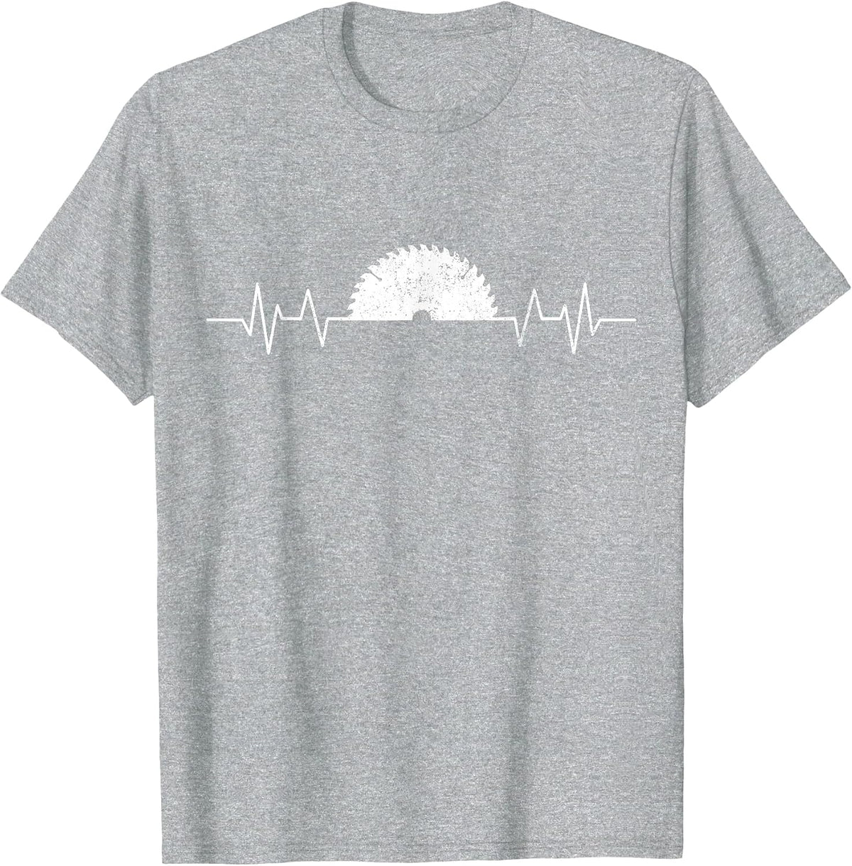 Saw Heartbeat Carpenters Woodworker Joinery Funny T-Shirt - Heather Grey