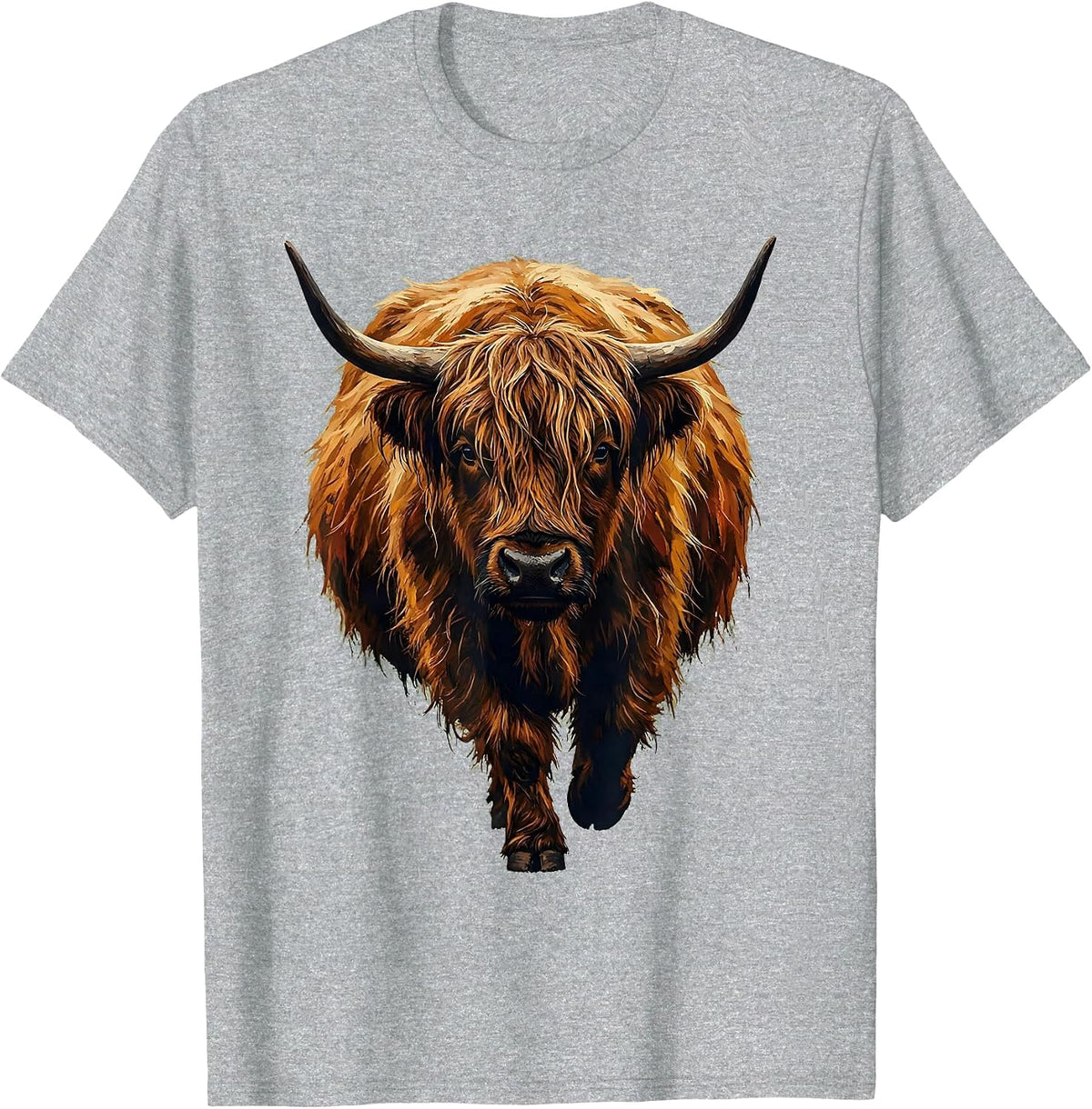 Men's Highland Cow Cute Scottish Humor Casual Wear T-Shirt - Heather Grey