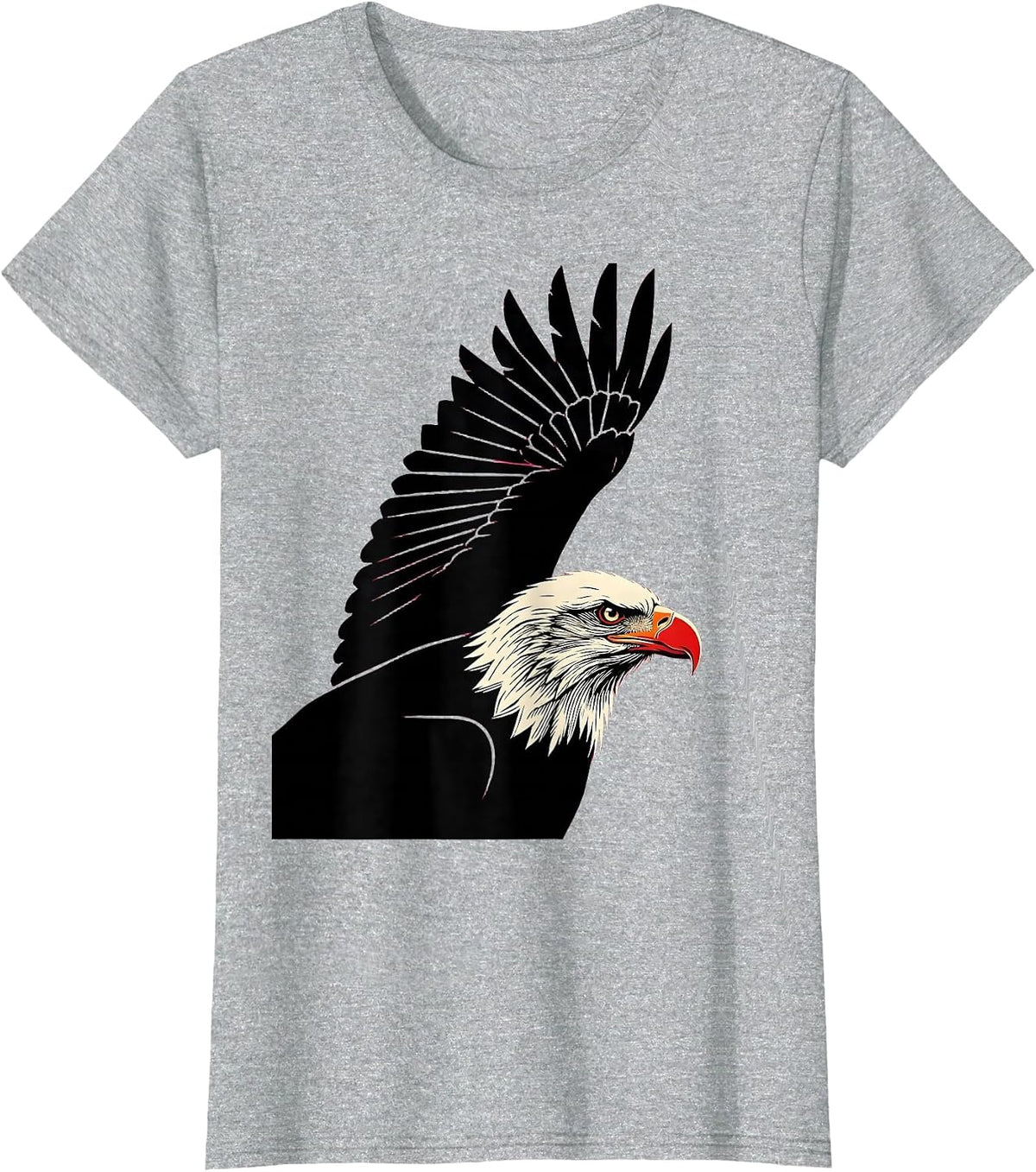 Bald Eagle Stencil Graphic Mascot Pride T-Shirt - Heather Grey
