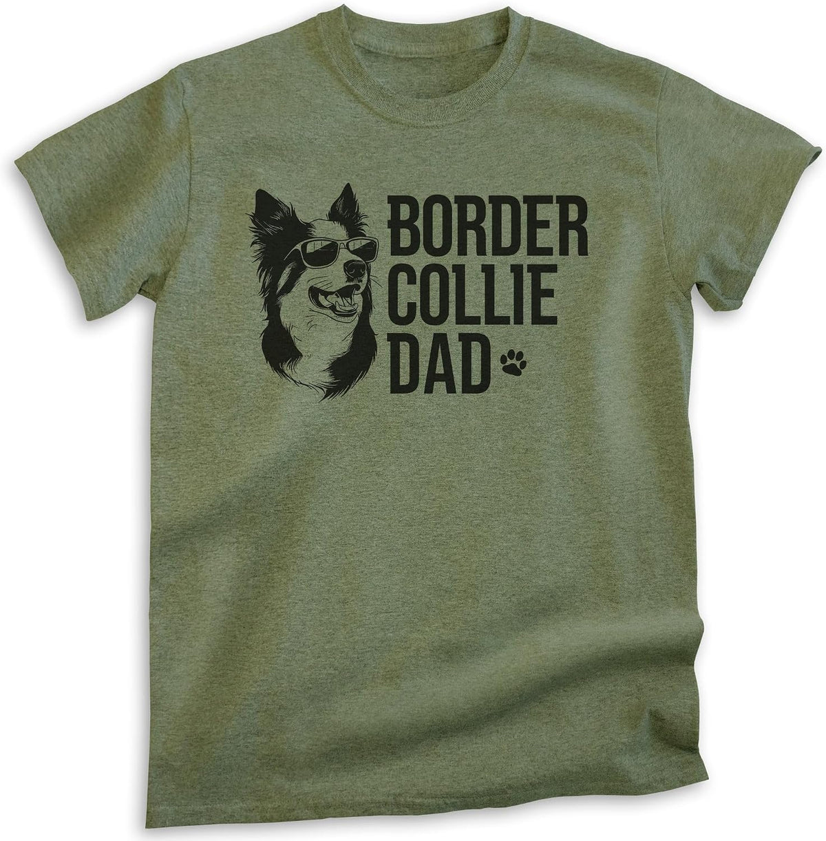 EVERTREE CLOTHING Border Collie Dad T-Shirt, Unisex Men's Shirt, Border Collie Owner, Cute Dog Dad Gift - Heather Military