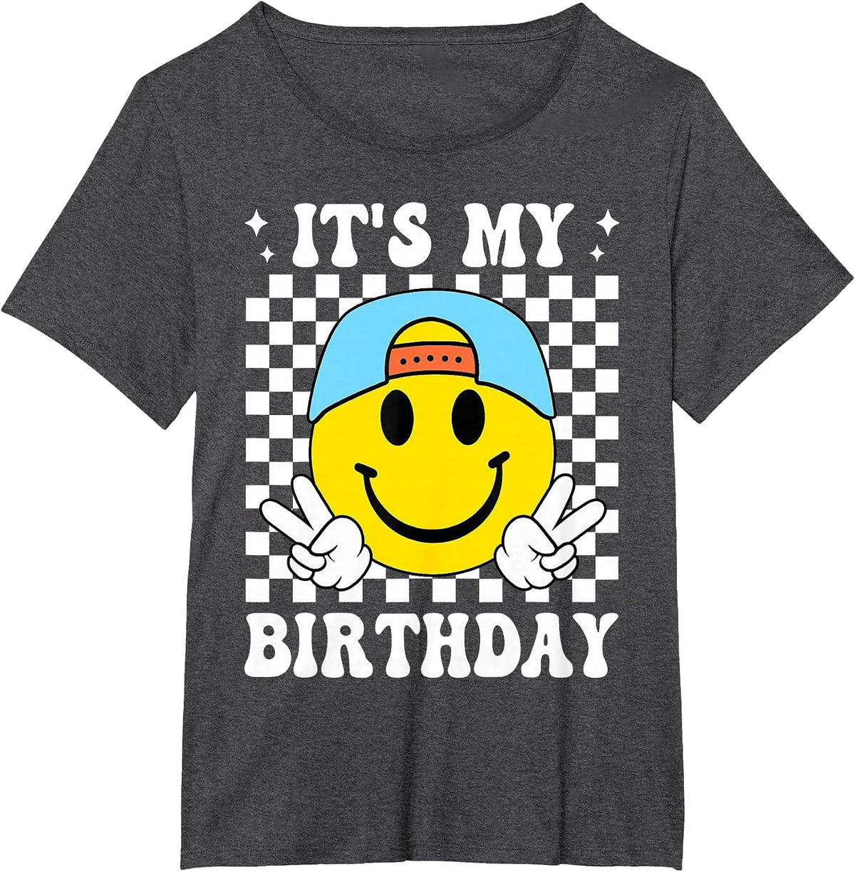 Funny It's My Birthday Happy Face Birthday for Boys T-Shirt - Dark Heather Grey