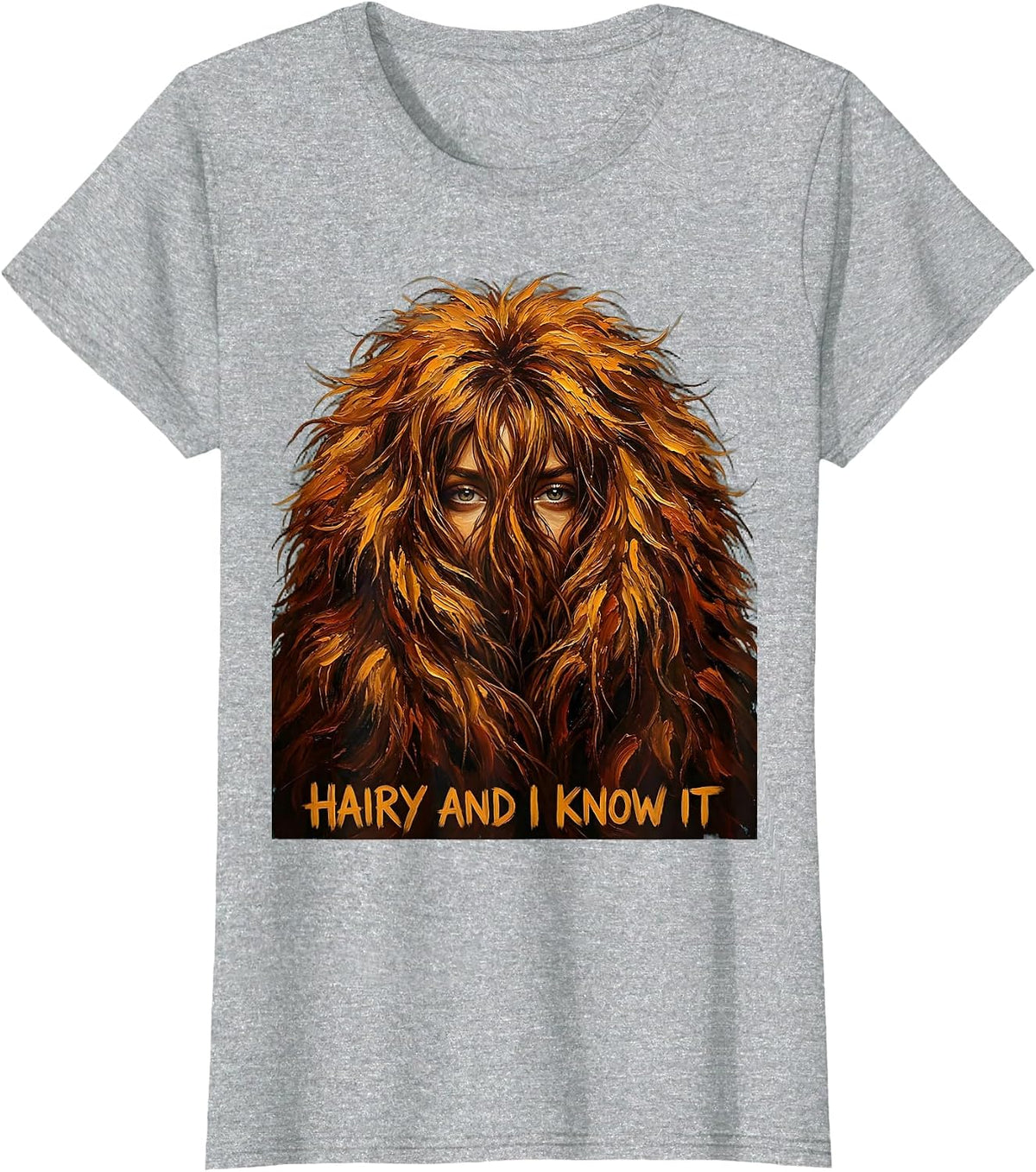 Women's Hairy and I Know It Highland Cow Design T-Shirt - Heather Grey