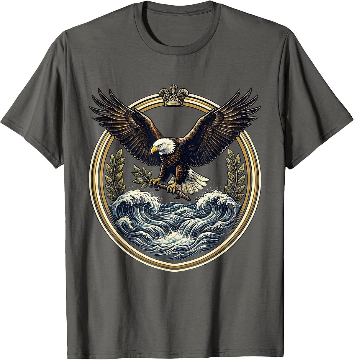 Bald Eagle Chattahoochee River Georgia Design T-Shirt - Asphalt Grey