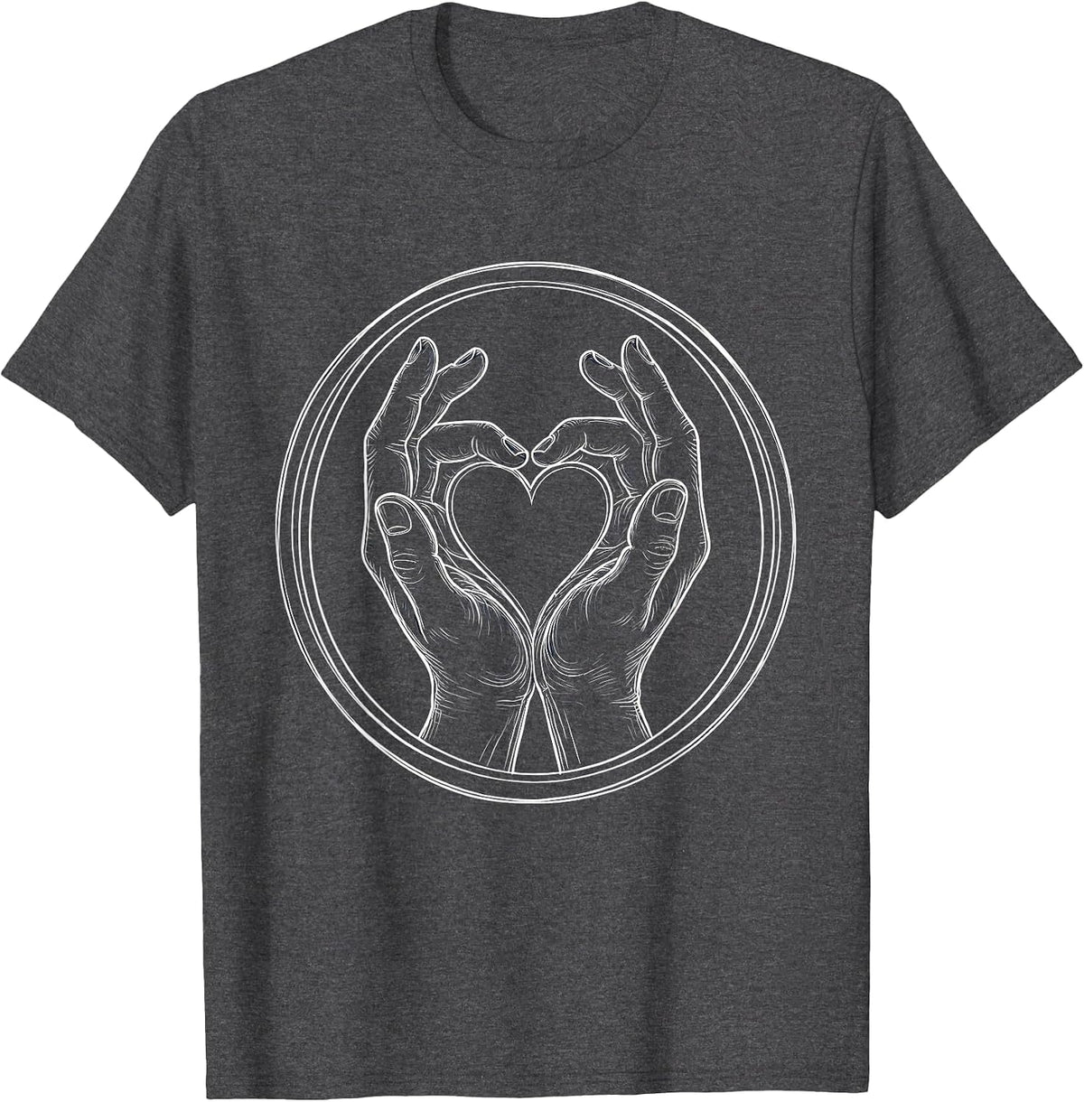 Paraprofessional Caring Hands Heart Graphic T-Shirt - Dark Heather Grey