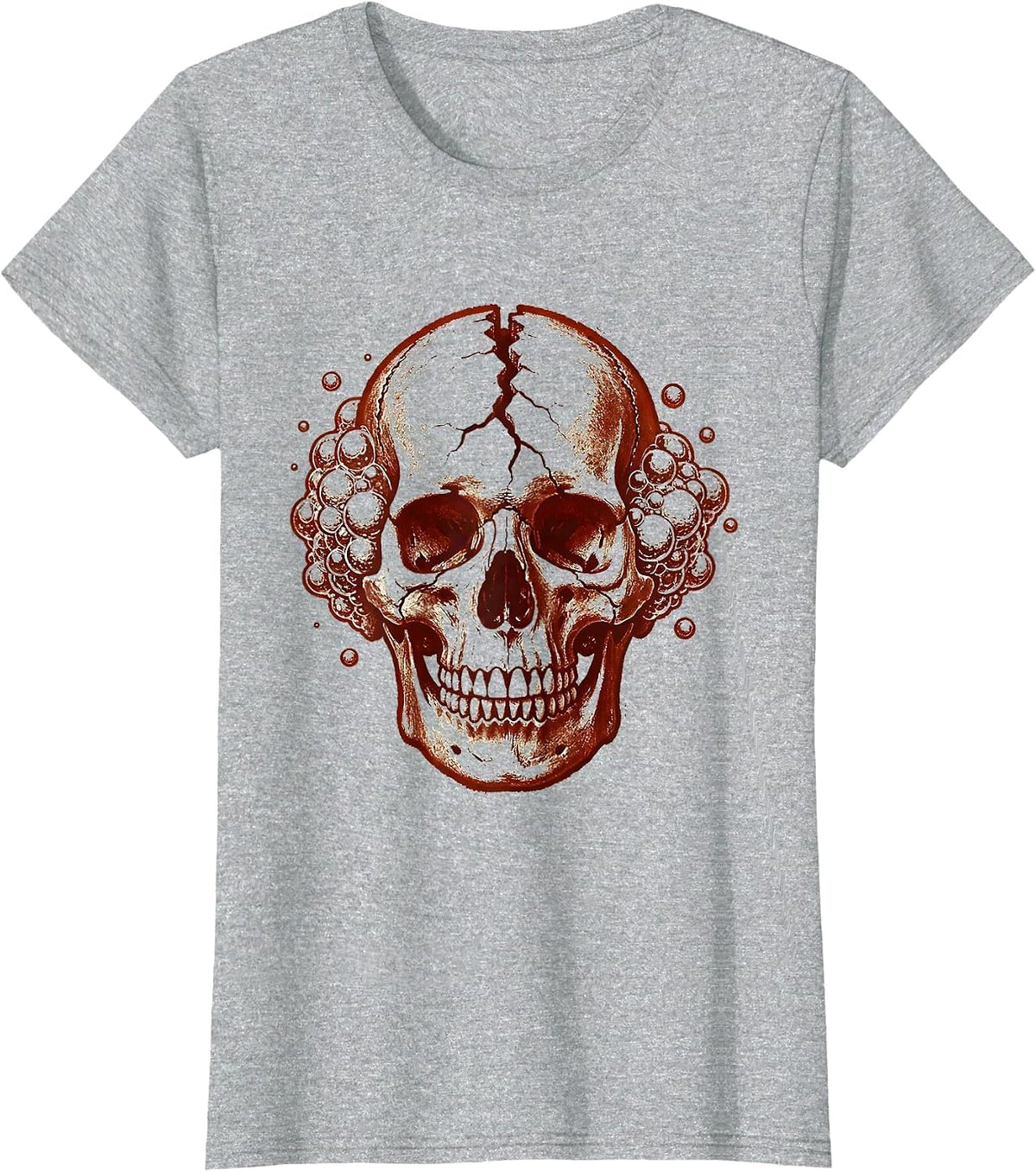 Rabies Skull Foaming Bubbles Dark Graphic T-Shirt - Heather Grey