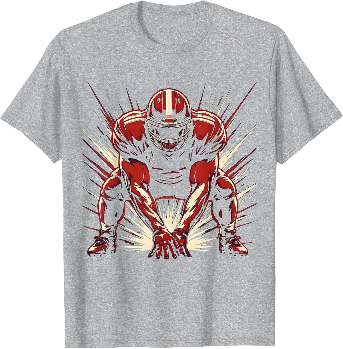 Men's Lineman Three-Point Stance Football Graphic T-Shirt - Heather Grey