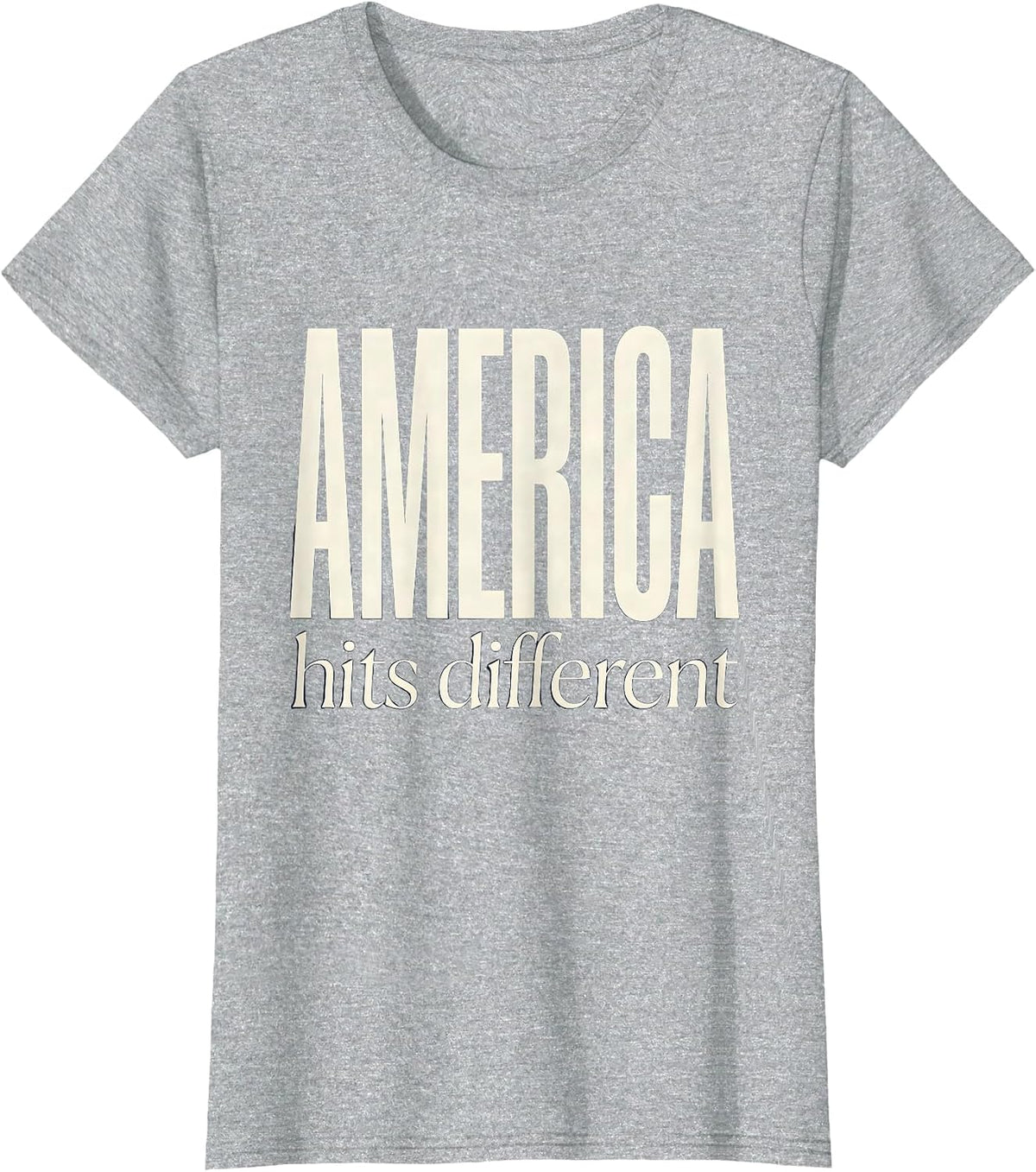 America Hits Different Patriotic Graphic Design T-Shirt - Heather Grey