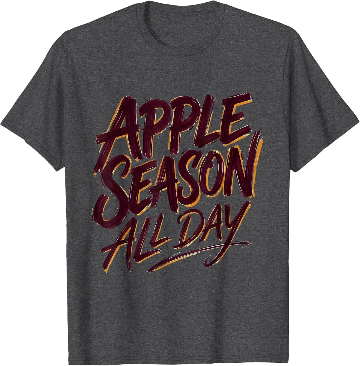 Apple Season All Day Apple Picking Design T-Shirt - Dark Heather Grey