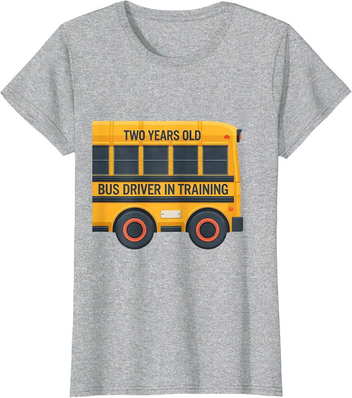Two Years Old, Bus Driver In Training Funny School Bus T-Shirt - Heather Grey