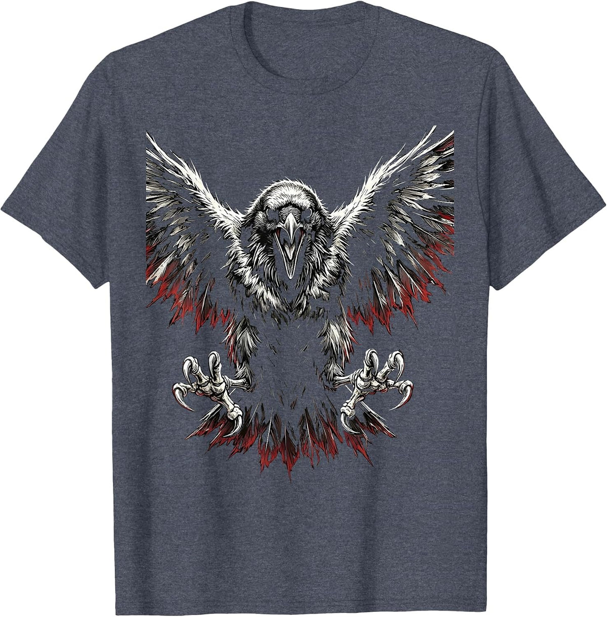 Fawk Off Crow Fighting Stance Graphic T-Shirt - Heather Blue