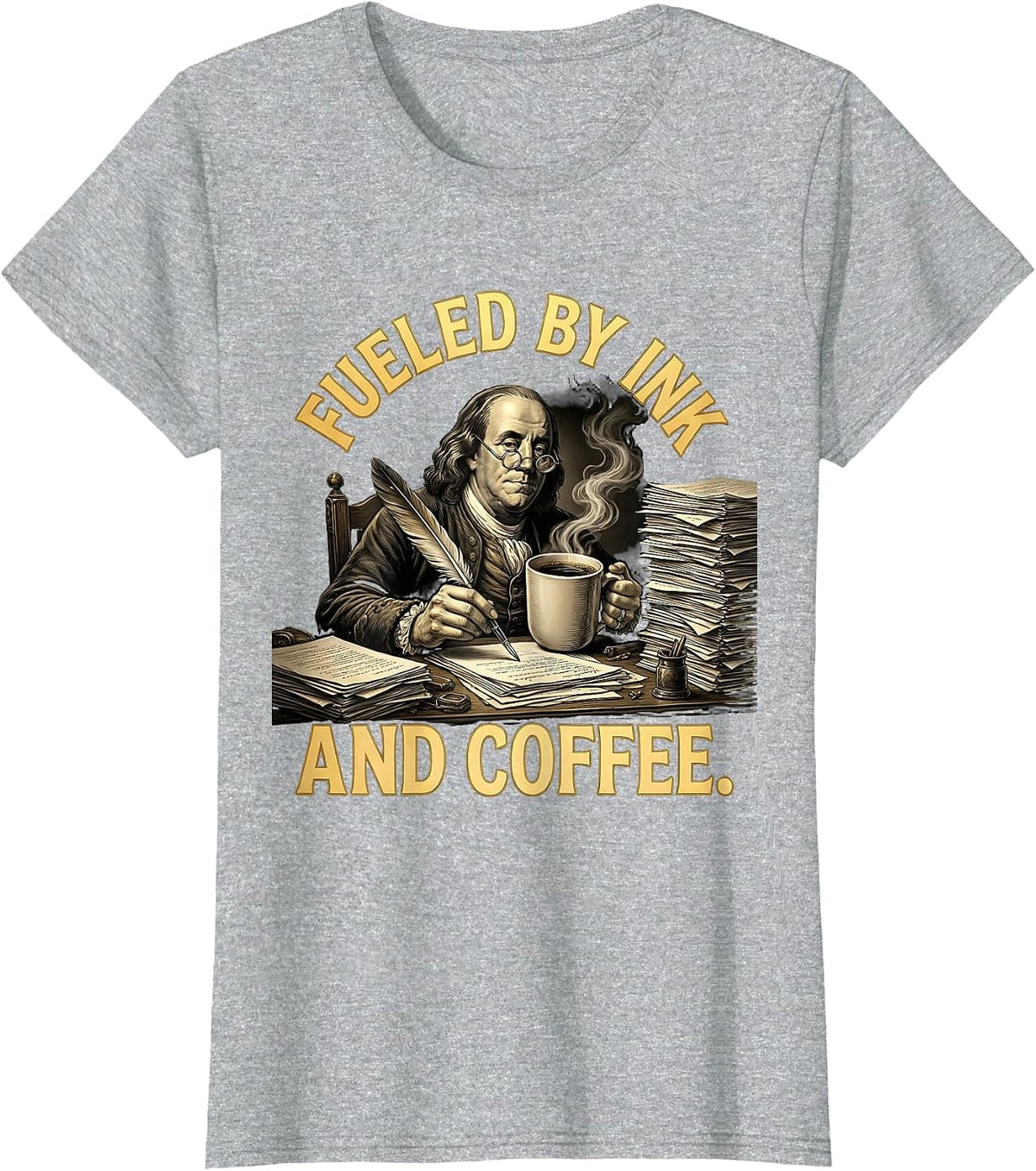 Fueled by Ink and Coffee English Teacher Design T-Shirt - Heather Grey