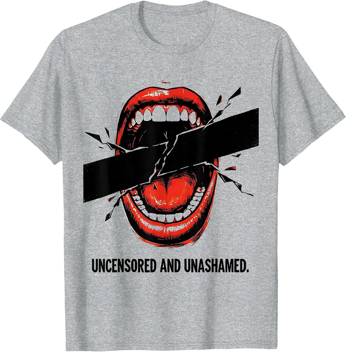 Men's Uncensored and Unashamed Free Speech Design T-Shirt - Heather Grey
