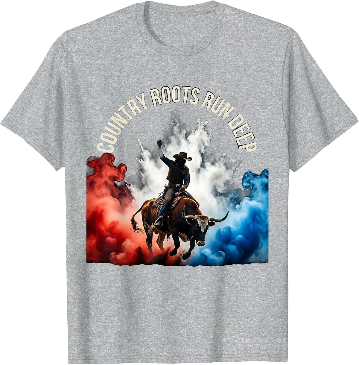Men's Country Roots Run Deep Cow Women Design T-Shirt - Heather Grey