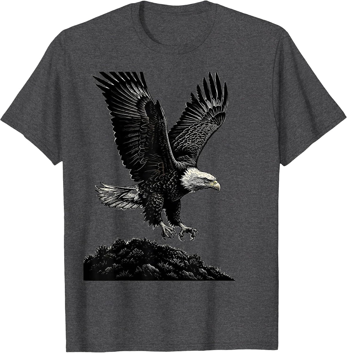Bald Eagle Scratchboard Mascot Faith Gift T-Shirt - Dark Heather Grey