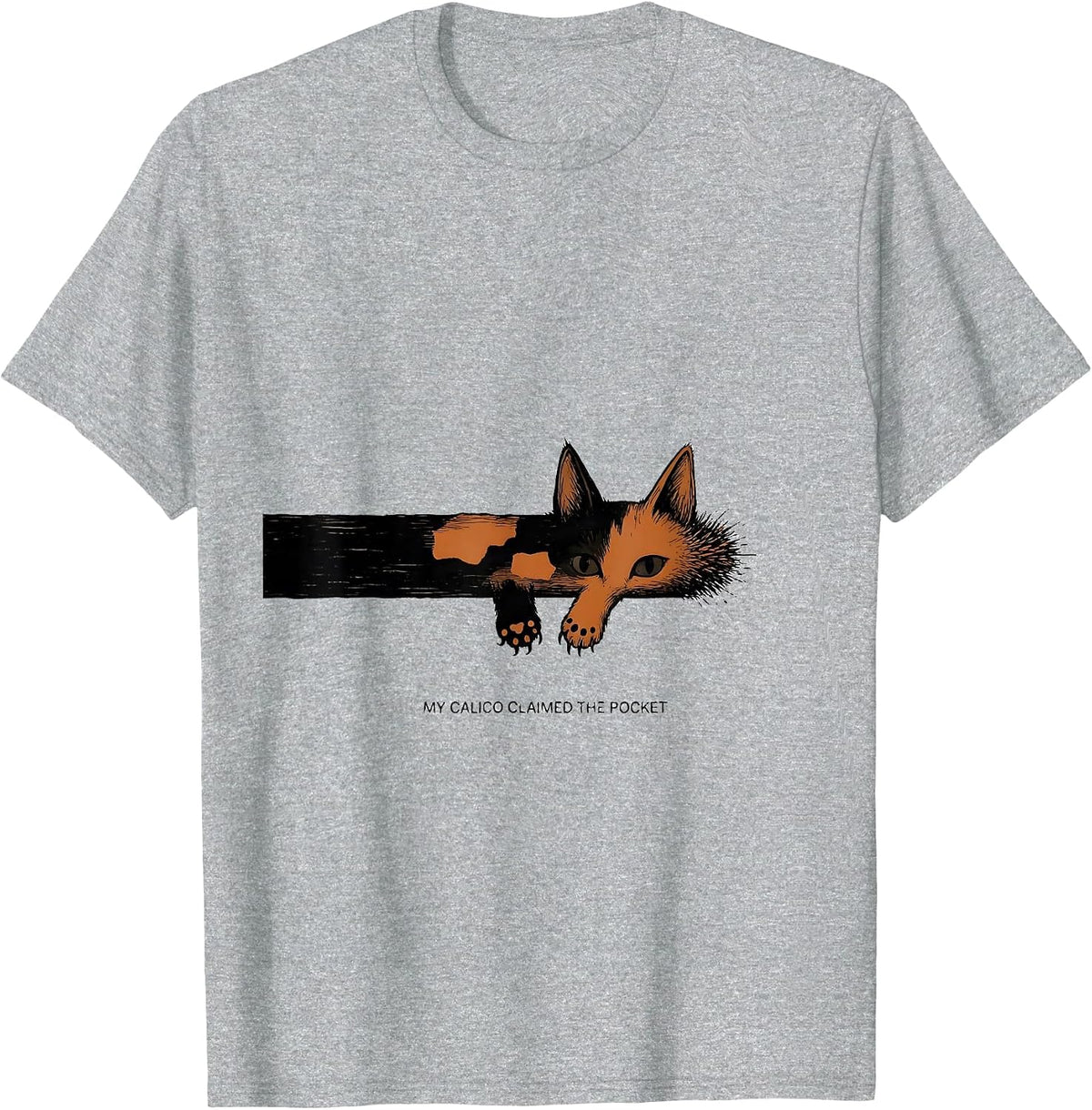 Men's My Calico Claimed The Pocket Cute Cat Lover Gift T-Shirt - Heather Grey