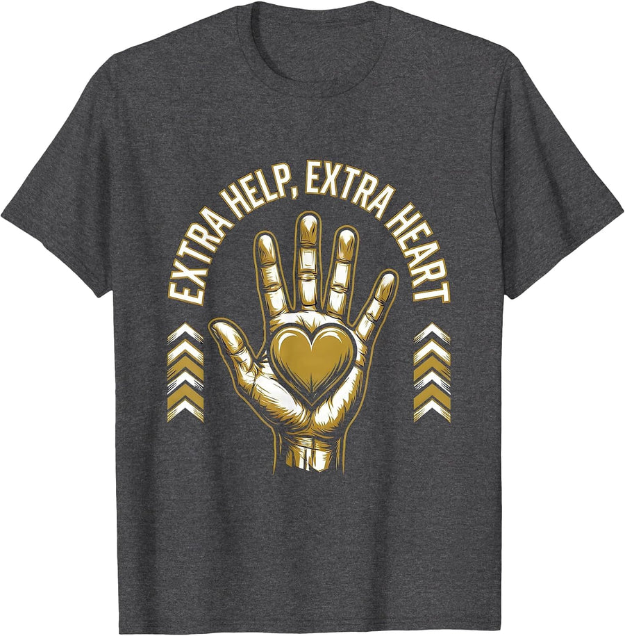 Men's Extra Help Extra Heart Paraprofessional Design T-Shirt - Dark Heather Grey