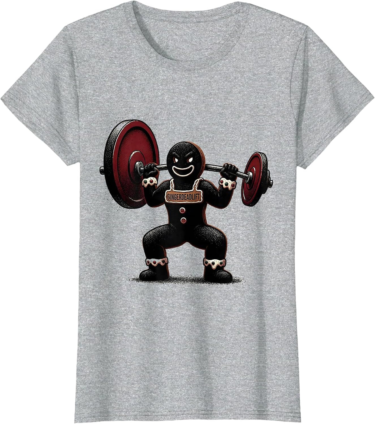 Women's Gingerdeadlift Funny Gingerbread Weightlifting Christmas Gym T-Shirt - Heather Grey