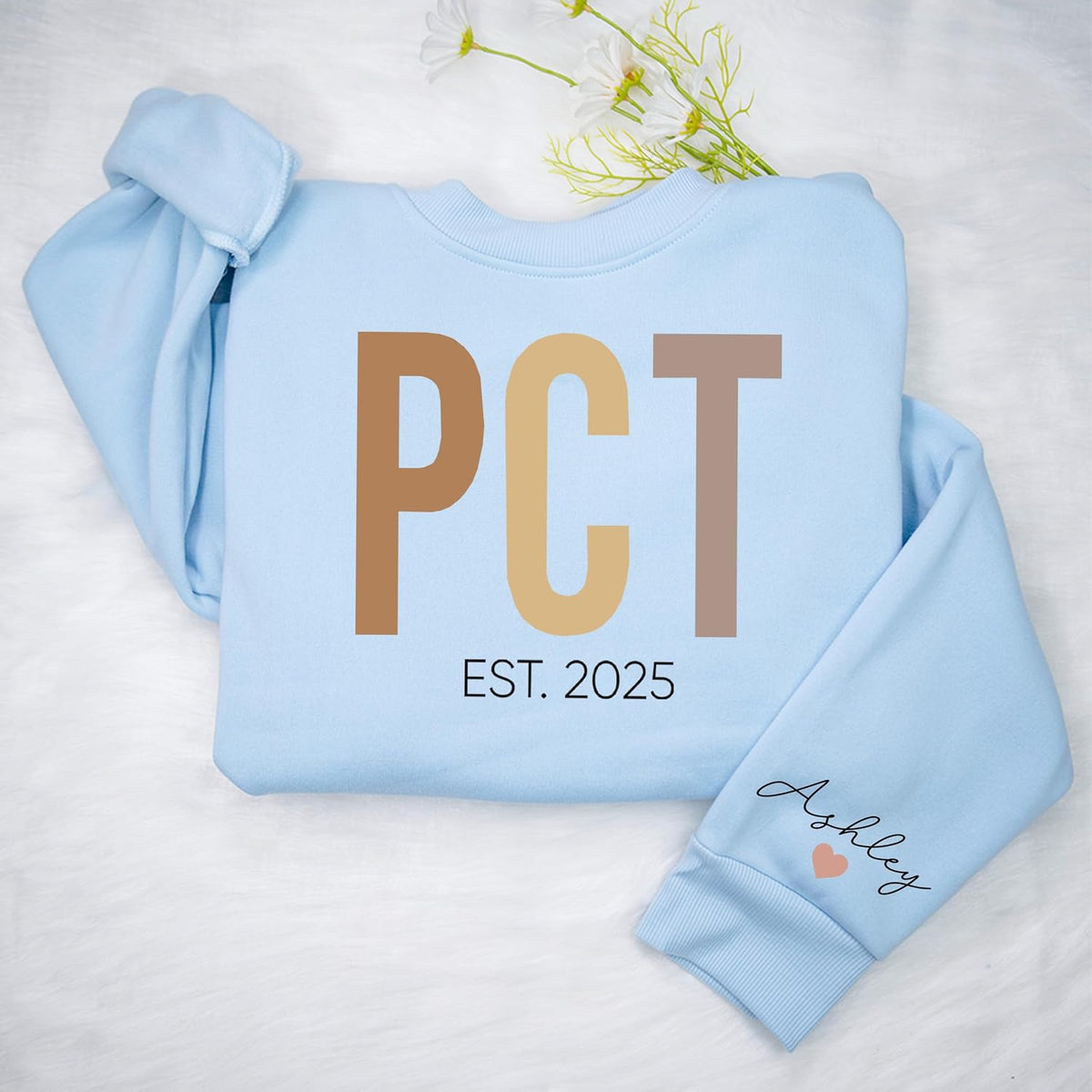 Personalized PCT Sweatshirt, Custom Patient Care Tech Shirt, Hospital Staff Gift, Gift for Healthcare Worker - size chart
