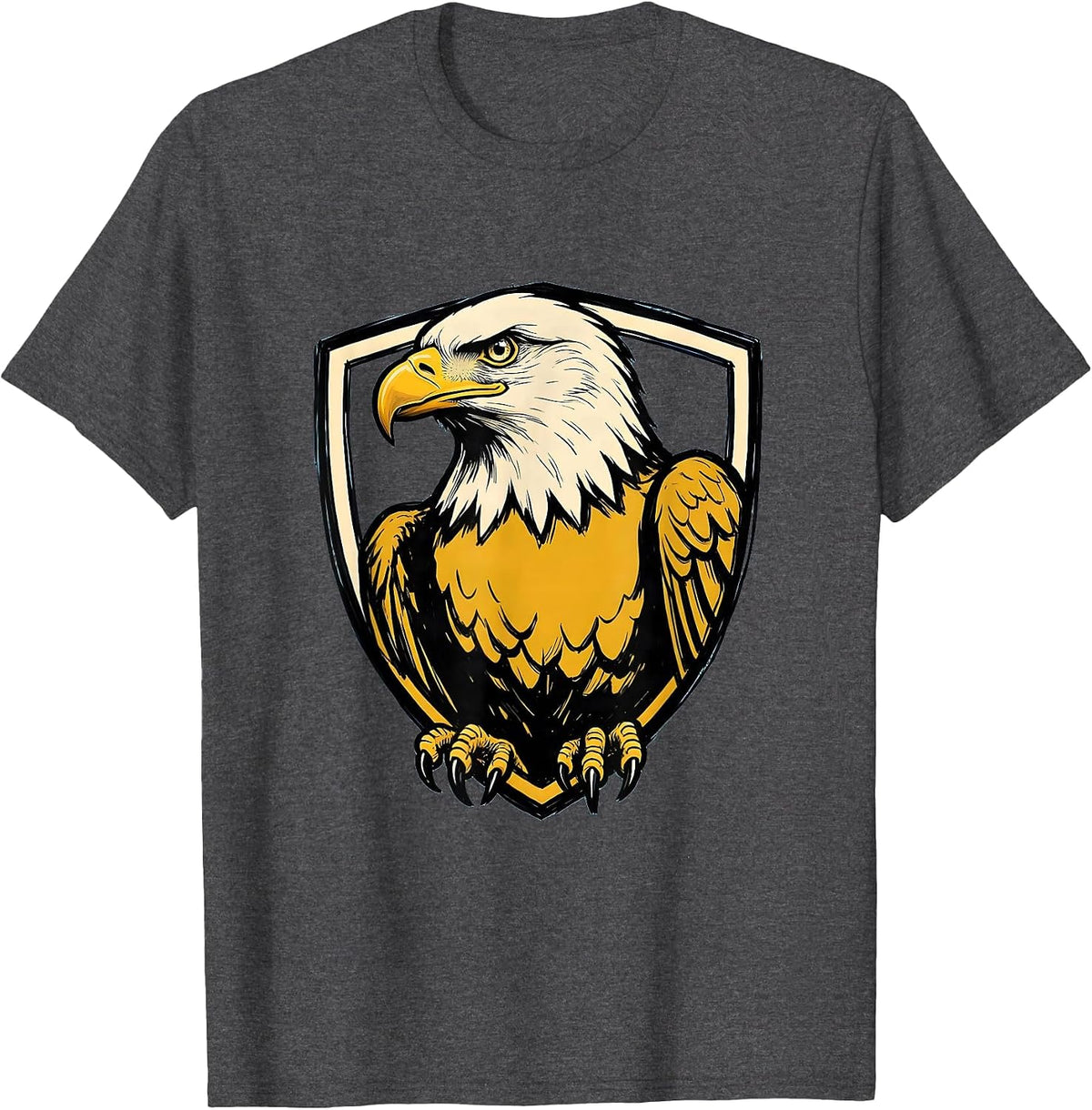 Bald Eagle Shield Mascot Fan Family Pride T-Shirt - Dark Heather Grey
